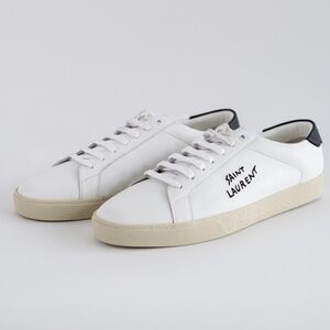 Saint Laurent Court Classic Sl/06 Embroidered Men's Sneakers New Auth US 8 EU 41